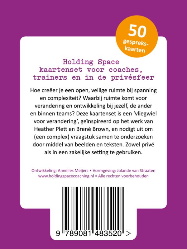 Achterkant van Holding Space kaartenset