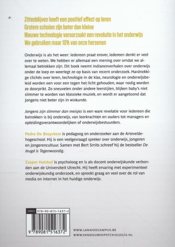 Achterkant van Jongens zijn slimmer dan meisjes