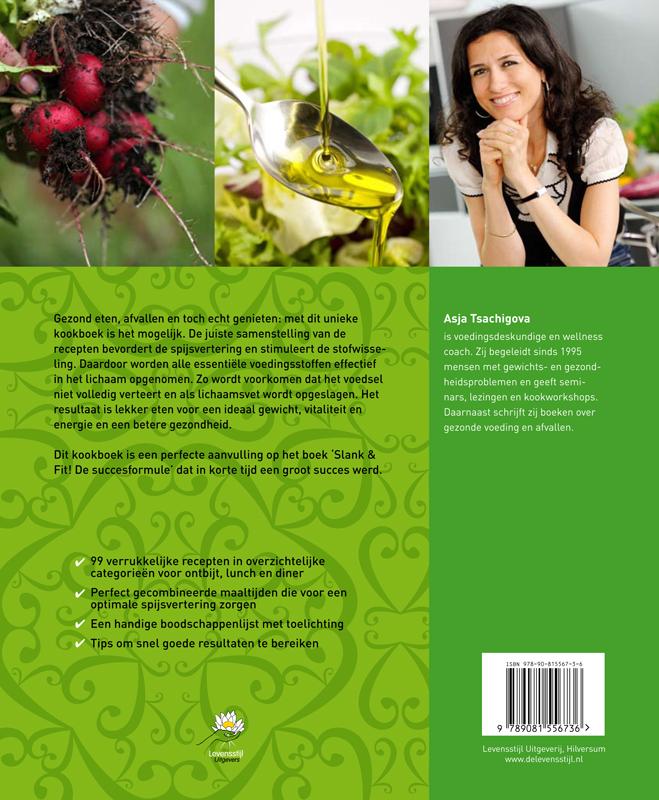 Achterkant van Slank & Fit! Het Kookboek