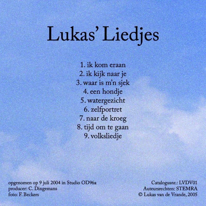 Achterkant van Lukas' liedjes