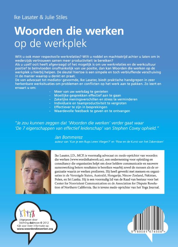 Achterkant van Woorden die werken op de werkplek