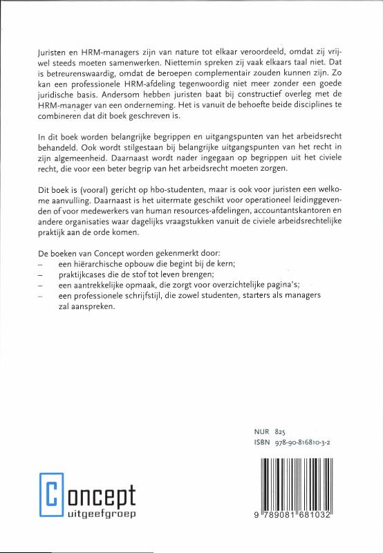 Achterkant van Arbeidsrecht in synergie met HRM