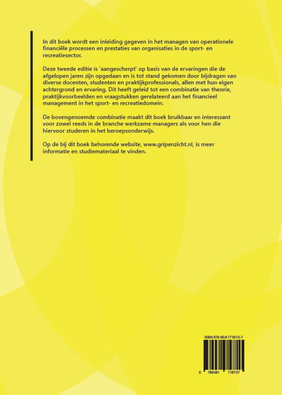 Achterkant van Grip en zicht op de financiele huishouding van sport- en recreatie organisaties