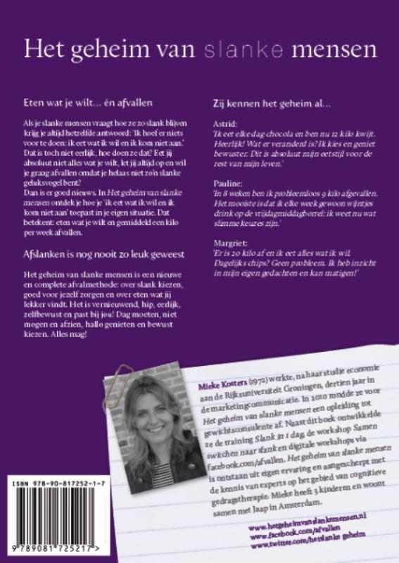 Achterkant van Het geheim van slanke mensen