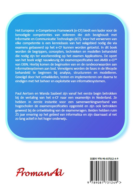 Achterkant van e-CF basisboek Applications