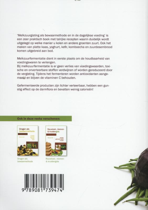 Achterkant van Melkzuurgisting als bewaarmethode en in de dagelijkse voeding