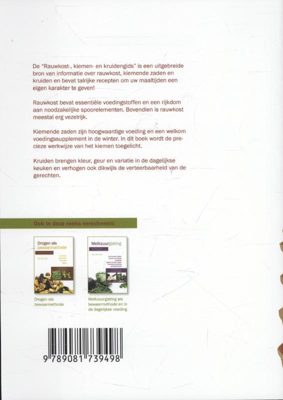 Achterkant van Rauwkost-, kiemen- en kruidengids