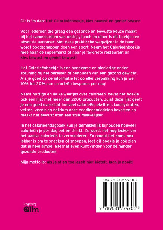Achterkant van Het calorieenboekje