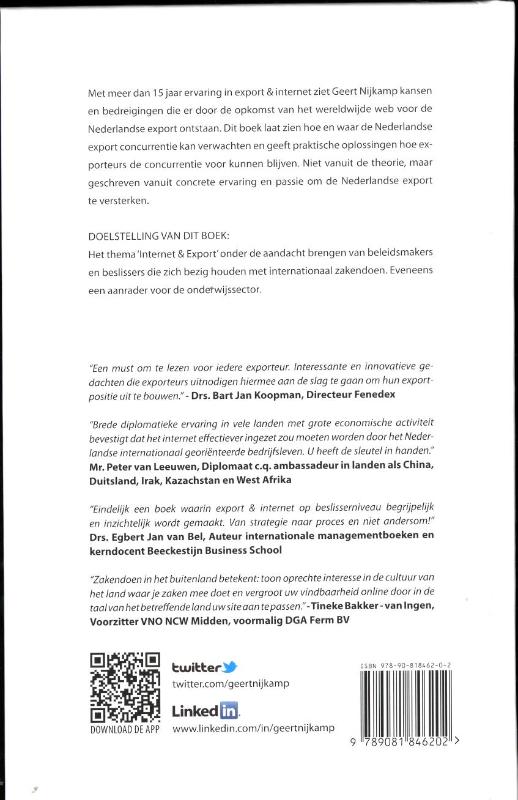 Achterkant van De invloed van het internet op de Nederlandse export