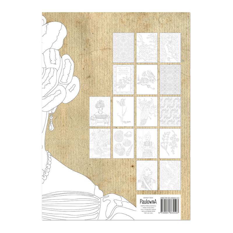 Achterkant van 19de eeuws kleurboek