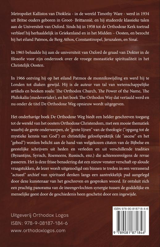Achterkant van DE ORTHODOXE WEG