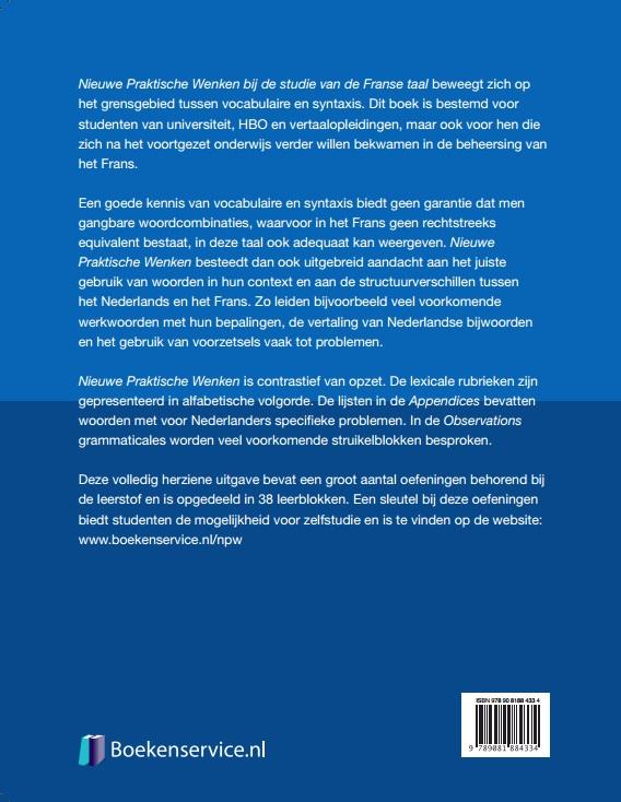 Achterkant van Nieuwe praktische wenken bij de studie van de Franse taal