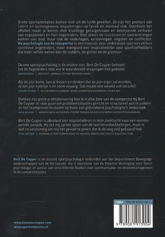 Achterkant van De psychologie van de topsporter