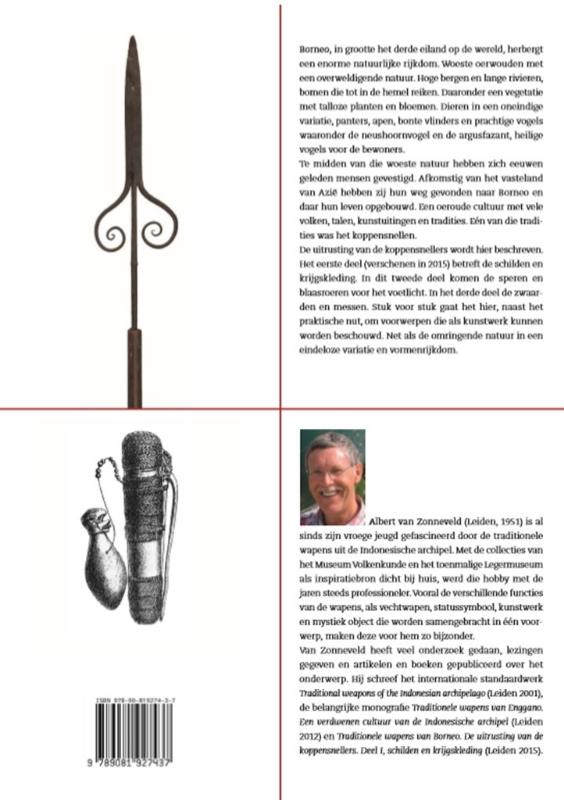 Achterkant van Traditionele wapens van Borneo. De uitrusting van de koppensnellers.