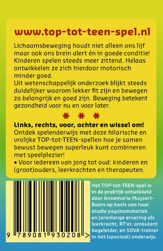 Achterkant van Top-tot-teen kaartspel
