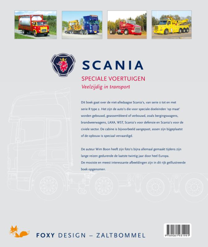 Achterkant van Scania speciale voertuigen