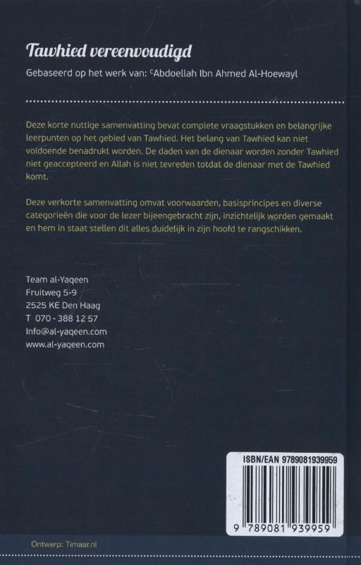 Achterkant van Tawhied vereenvoudigd