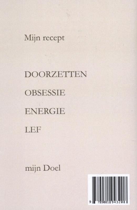 Achterkant van Mijn recept voor mijn doel