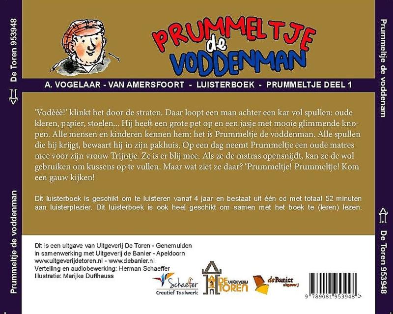 Achterkant van Prummeltje de voddenman