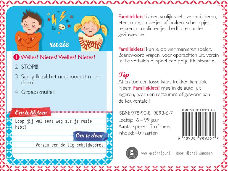 Achterkant van Familieklets!