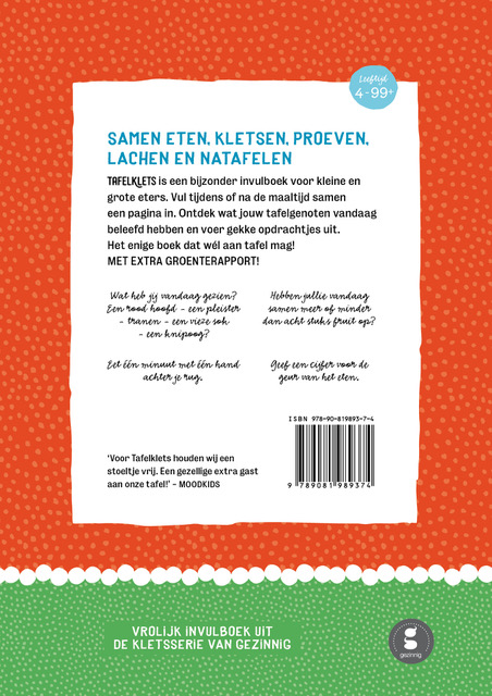 Achterkant van Tafelklets!