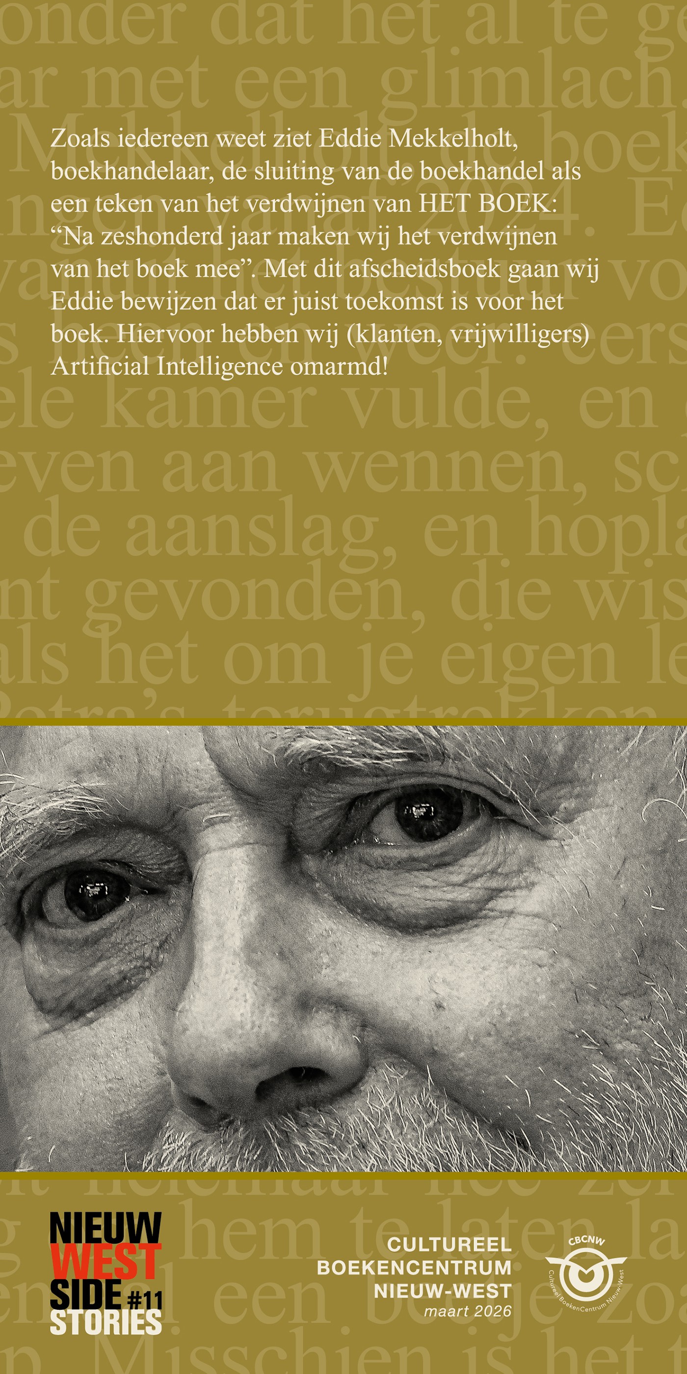 Achterkant van Afscheid van Meck & Holt, boekhandel te Amsterdam