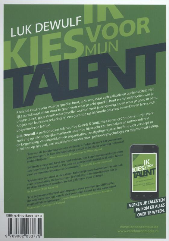 Achterkant van Ik kies voor mijn talent