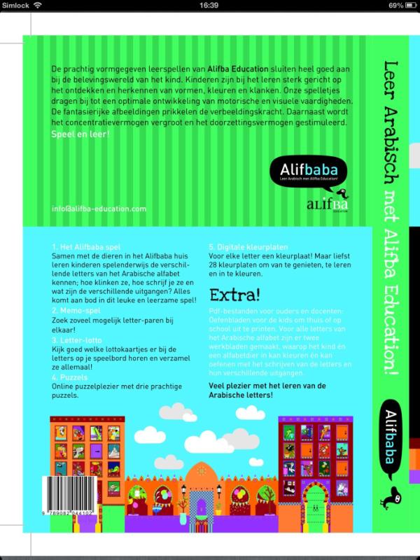 Achterkant van Leer Arabisch met Alifba education
