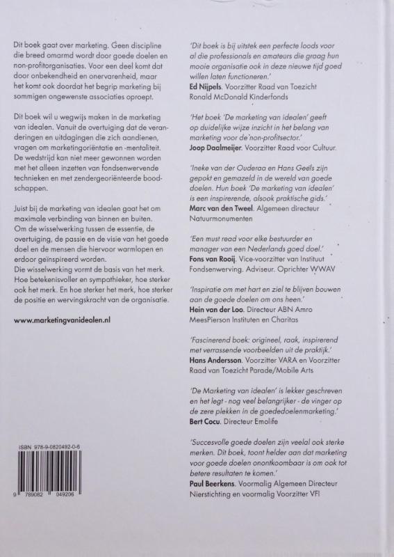 Achterkant van De marketing van idealen