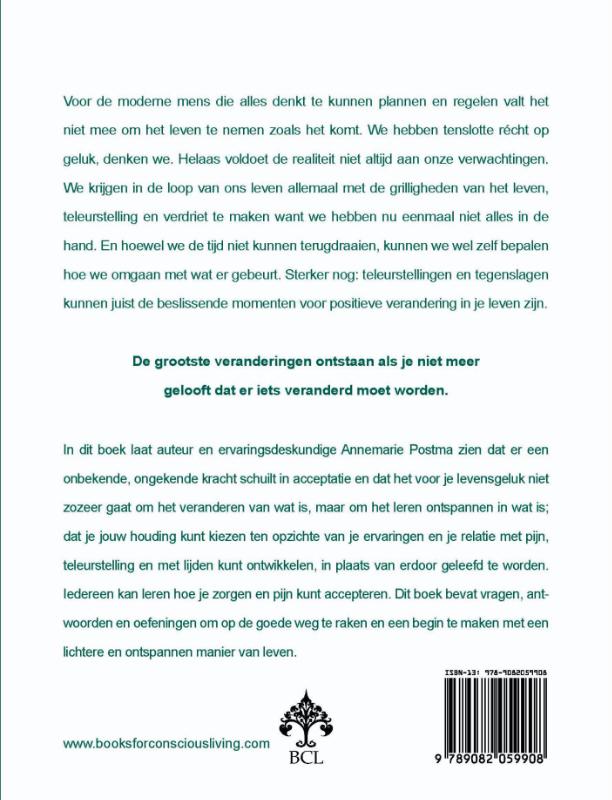 Achterkant van Leven in acceptatie