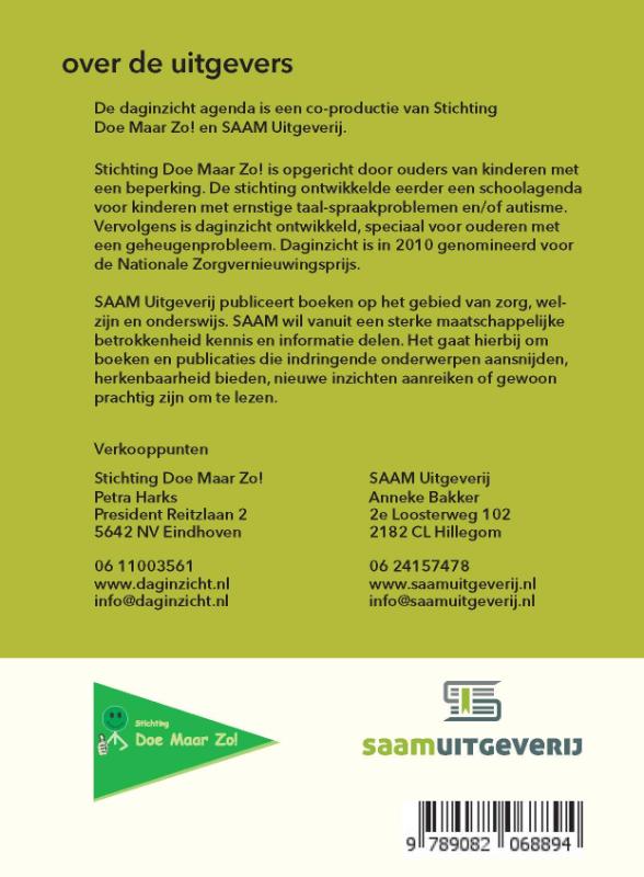 Achterkant van Daginzicht agenda 2019 Deel II