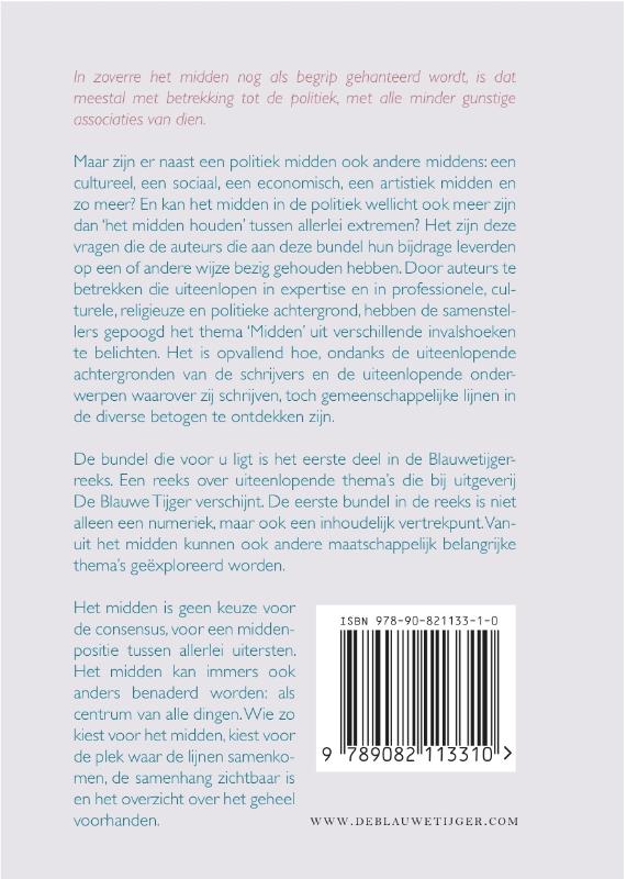 Achterkant van Essays over het midden