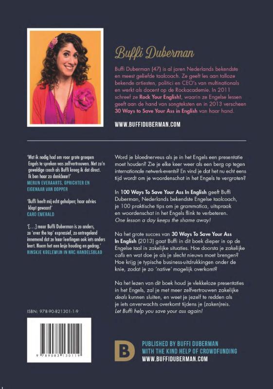 Achterkant van 100 ways to save your ass in English