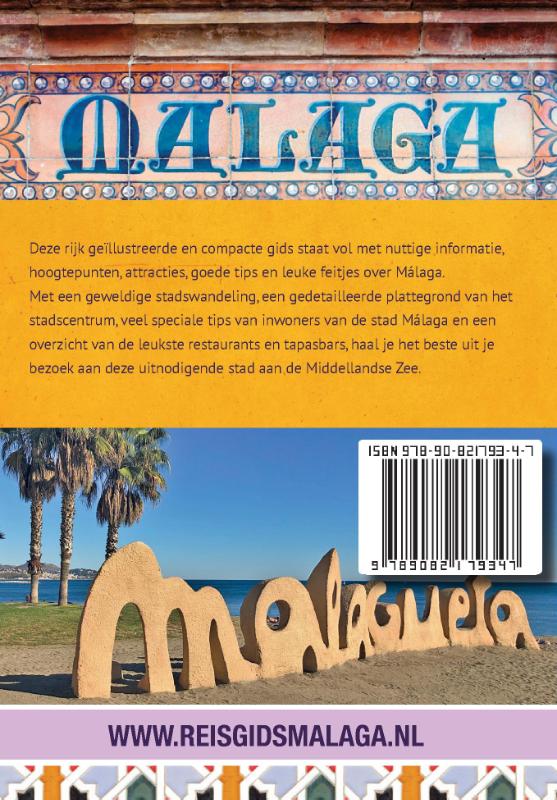 Achterkant van Reisgids voor de stad Malaga
