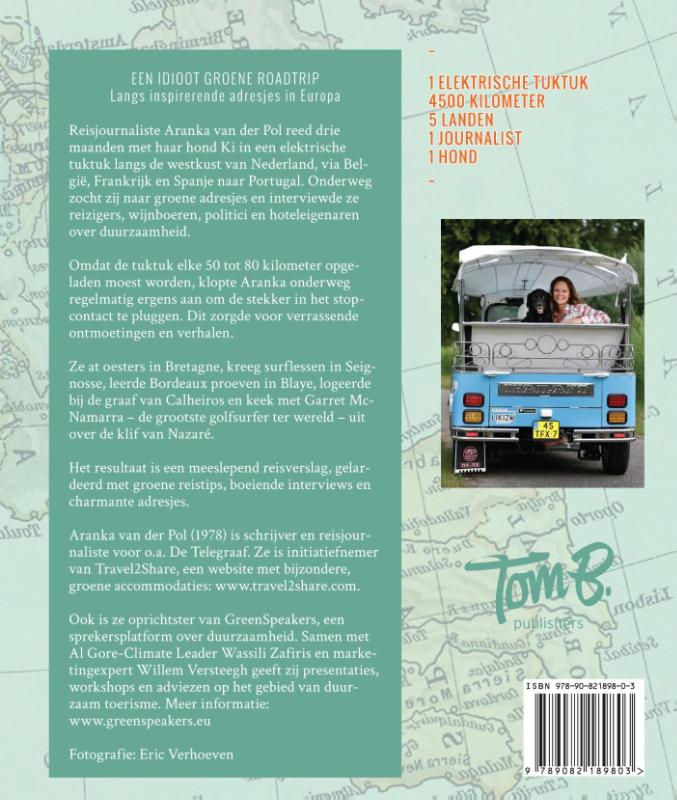 Achterkant van Een idioot groene roadtrip