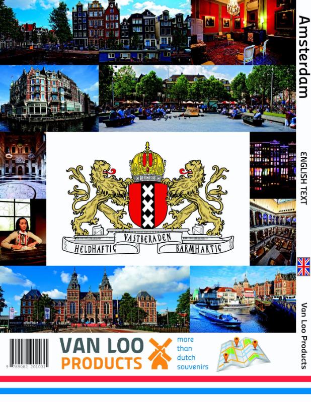 Achterkant van City guide and city map of Amsterdam