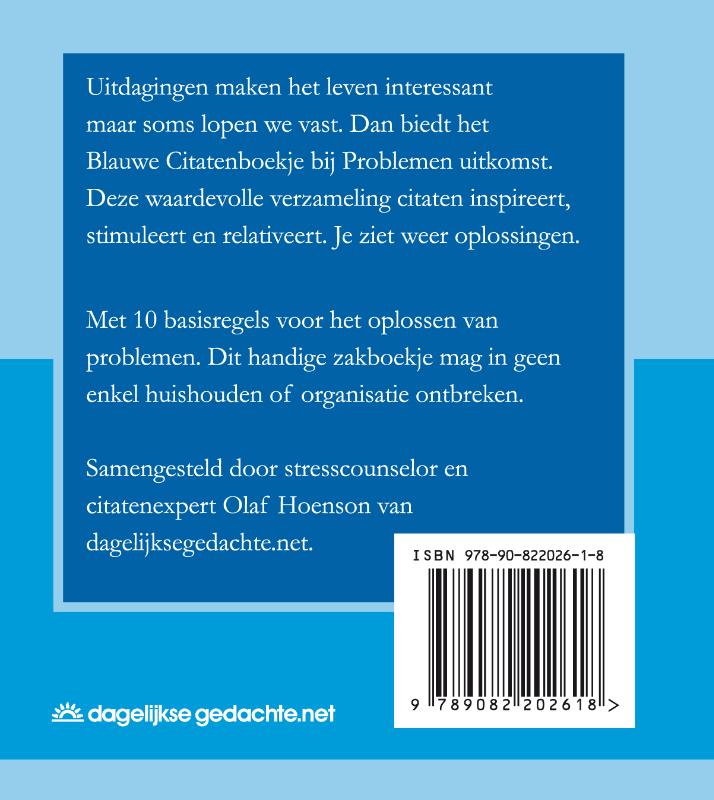 Achterkant van Het blauwe citatenboekje bij problemen