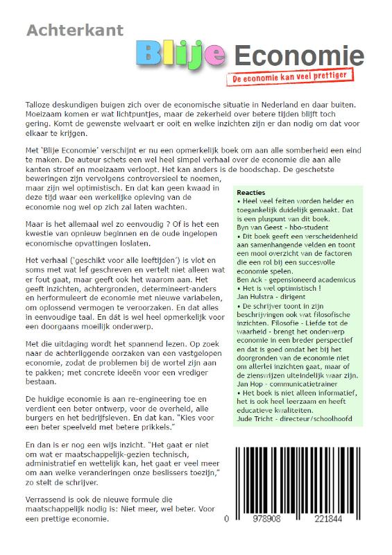 Achterkant van Blije economie