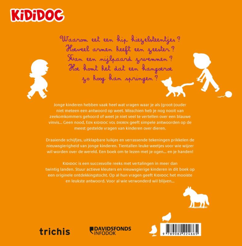 Achterkant van EEN KIDIDOC VOL DIEREN