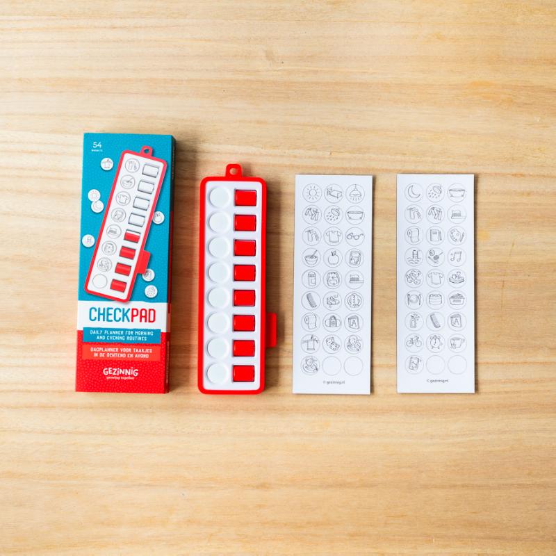 Achterkant van Checkpad rood