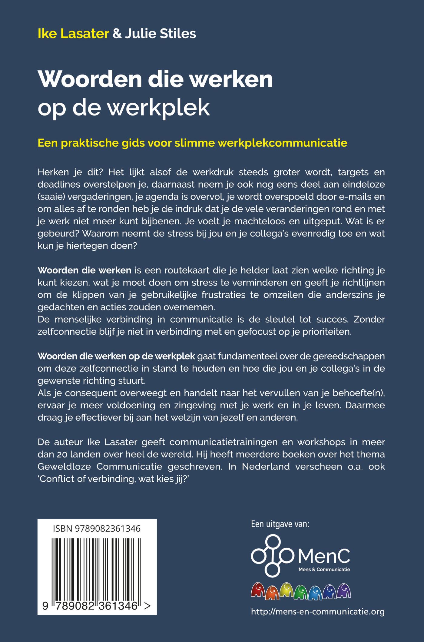 Achterkant van Woorden die werken op de werkplek
