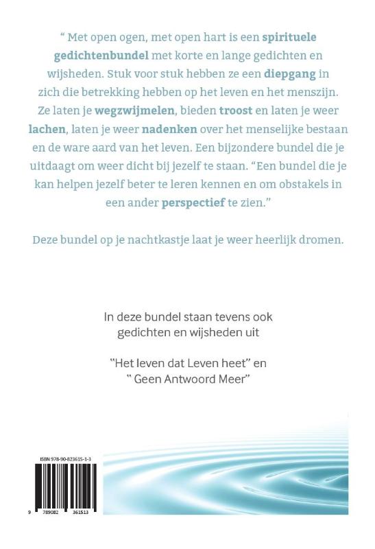 Achterkant van Met open ogen, met open hart