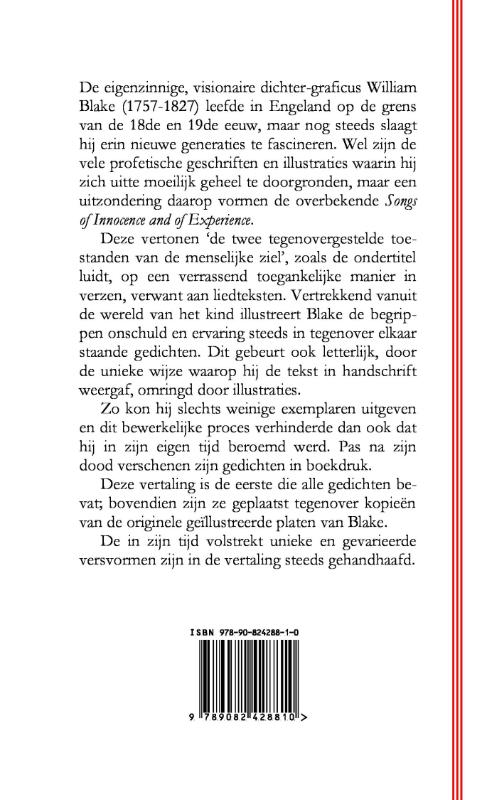 Achterkant van Verzen van onschuld en van ervaring