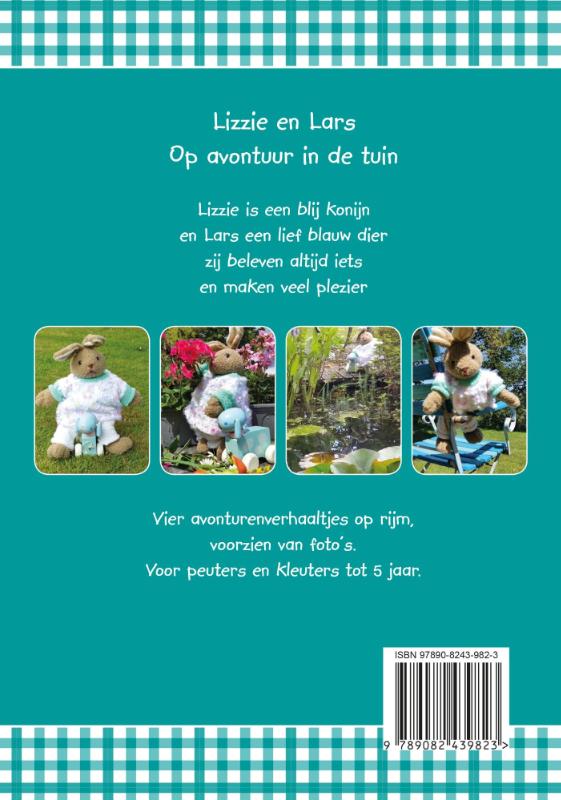 Achterkant van Lizzie en Lars op avontuur in de tuin