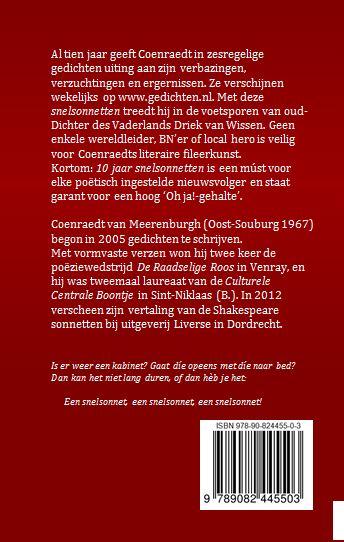 Achterkant van 10 jaar snelsonnetten