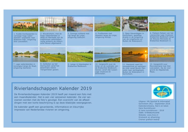 Achterkant van Rivierlandschappen Kalender 2019