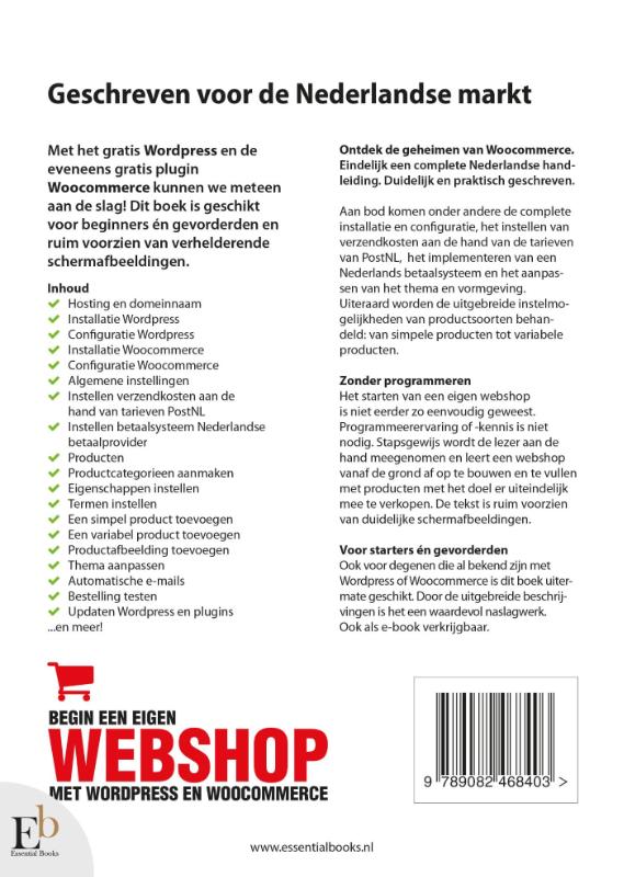 Achterkant van Begin een eigen webshop met wordpress en woocommerce