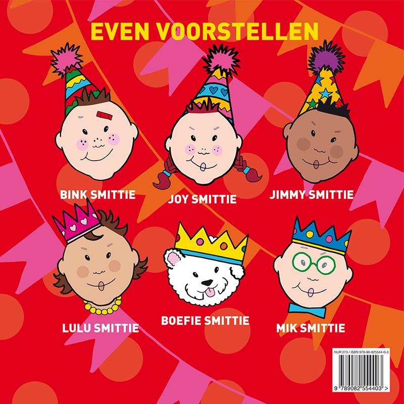 Achterkant van Smitties vieren feest