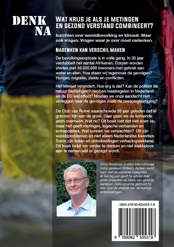 Achterkant van Denk na over wereldbevolking en klimaatverandering