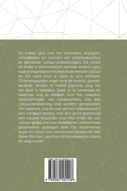 Achterkant van Het waarom, hoe en wat van het olifantenpad